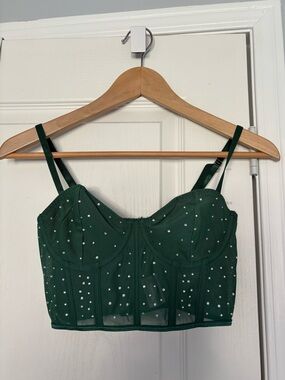 Amazon Emerald Green Rhinestone Bustier Camisole
